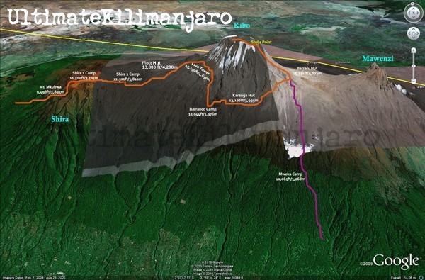 Lemosho Route Map 3D